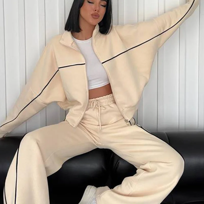 Women's Suit Long Sleeve Half Turtleneck Cardigan Trousers Cotton Fabric Linen Fabric Terry Fabric Women's Suit Long Sleeve Half Turtleneck Cardigan Trousers Cotton Fabric Linen Fabric Terry Fabric