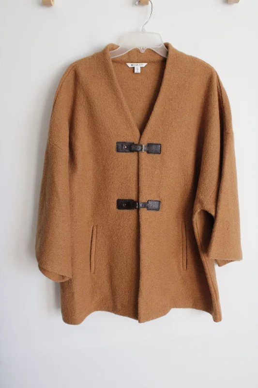 Spanner Brown 100% Wool Cardigan Coat | L Lace Blend Ribbed Blend Corduroy Blend