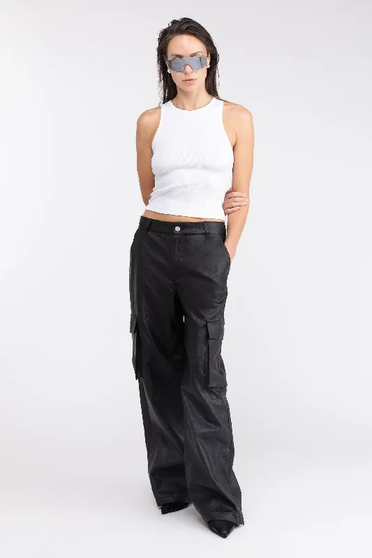 VEGAN LEATHER CARGO PANT High-Waist Trousers