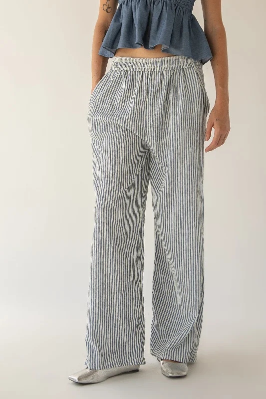 RELAXED FIT PINSTRIPE PANTS Chic Wool Trousers