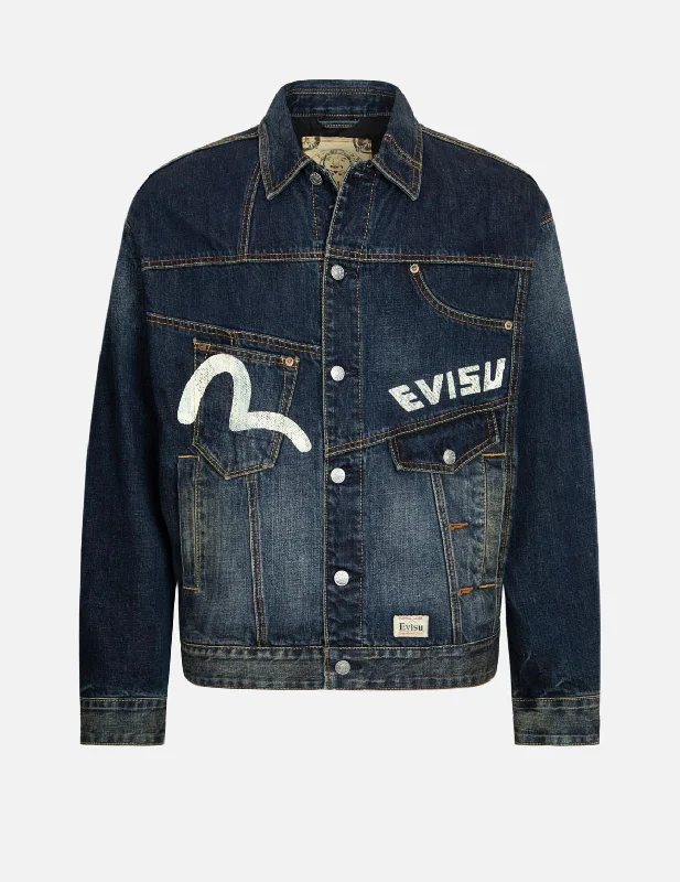 Daicock Print Loose Fit Deconstructed Denim Jacket One-Shoulder Jacket Off-the-Shoulder Jacket Asymmetrical Jacket Daicock Print Loose Fit Deconstructed Denim Jacket One-Shoulder Jacket Off-the-Shoulder Jacket Asymmetrical Jacket