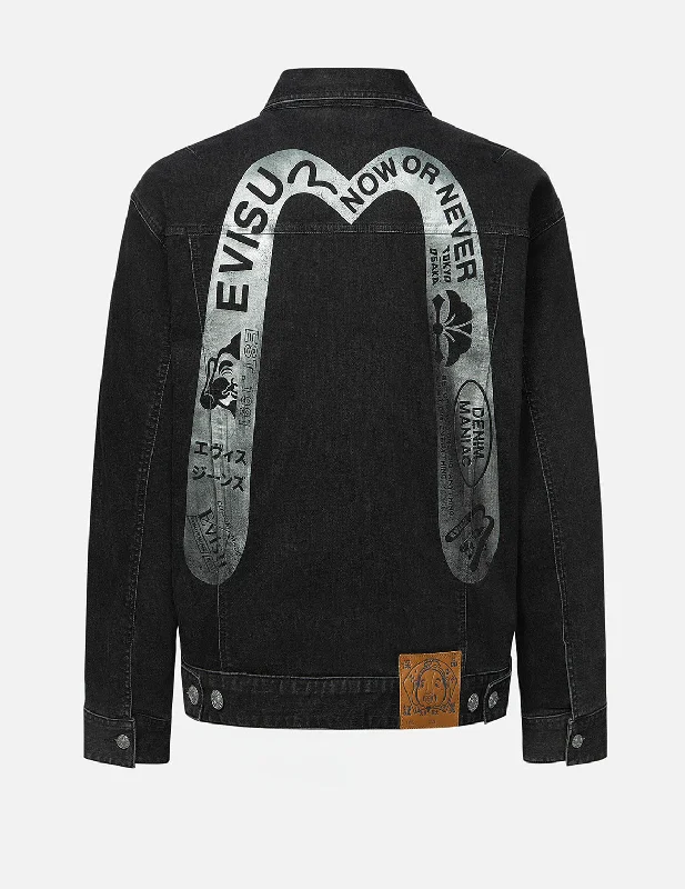 Graffiti-Style Daicock Print Loose Fit Denim Jacket Bomber Jacket Anorak Windbreaker Graffiti-Style Daicock Print Loose Fit Denim Jacket Bomber Jacket Anorak Windbreaker