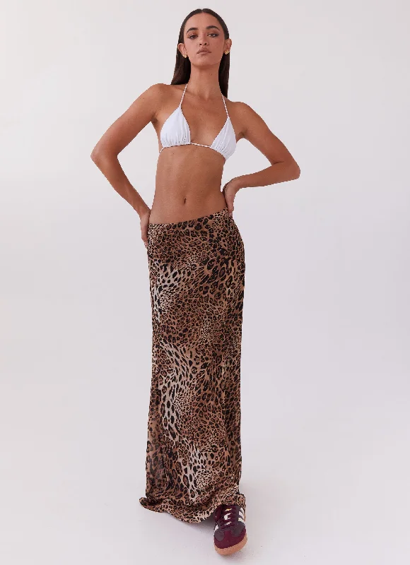 Violetta Maxi Skirt - Leopard cashmere skirt rich