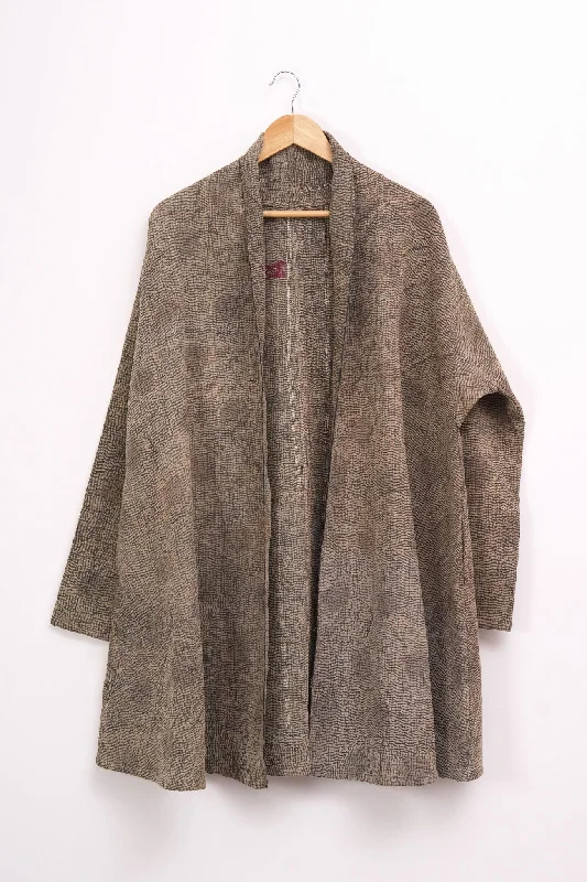Dark Beige Vintage Cotton Kantha Jacket Notch Collar Jacket Peter Pan Collar Jacket Cowl Neck Jacket Dark Beige Vintage Cotton Kantha Jacket Notch Collar Jacket Peter Pan Collar Jacket Cowl Neck Jacket
