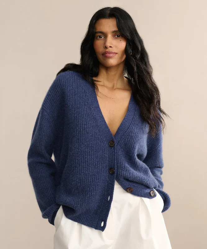 Cropped Cashmere Cocoon Cardigan Herringbone Houndstooth Plaid