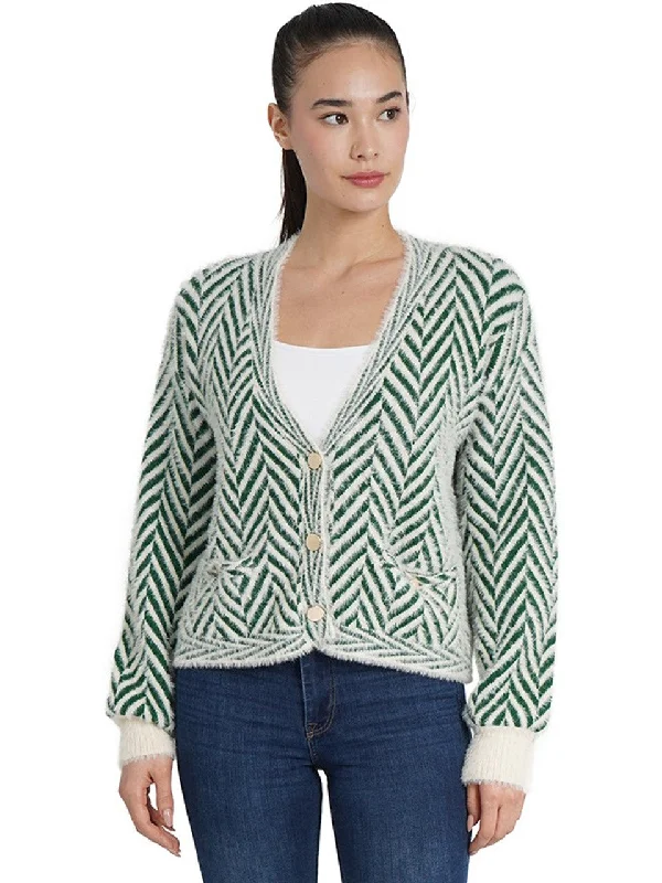 Love Token Maxine Cardigan Green Herringbone Houndstooth Plaid