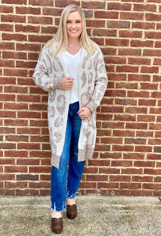 Cozy up leopard sweater Cardigan Cotton Fabric Linen Fabric Terry Fabric