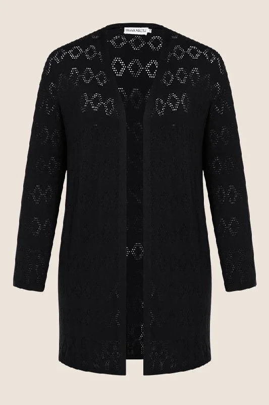 HN Women Plus Size Hollowed-out Cardigan Long Sleeve Open Front Sweater Denim Fabric Leather Fabric Suede Fabric HN Women Plus Size Hollowed-out Cardigan Long Sleeve Open Front Sweater Denim Fabric Leather Fabric Suede Fabric