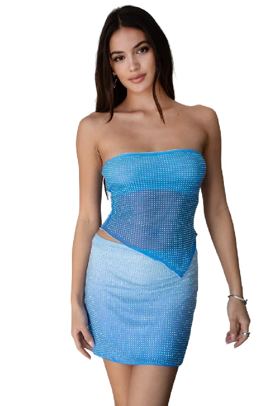 TIC TOC - "Silvya Blue" - Two Piece Skirt Set lace skirt elegant