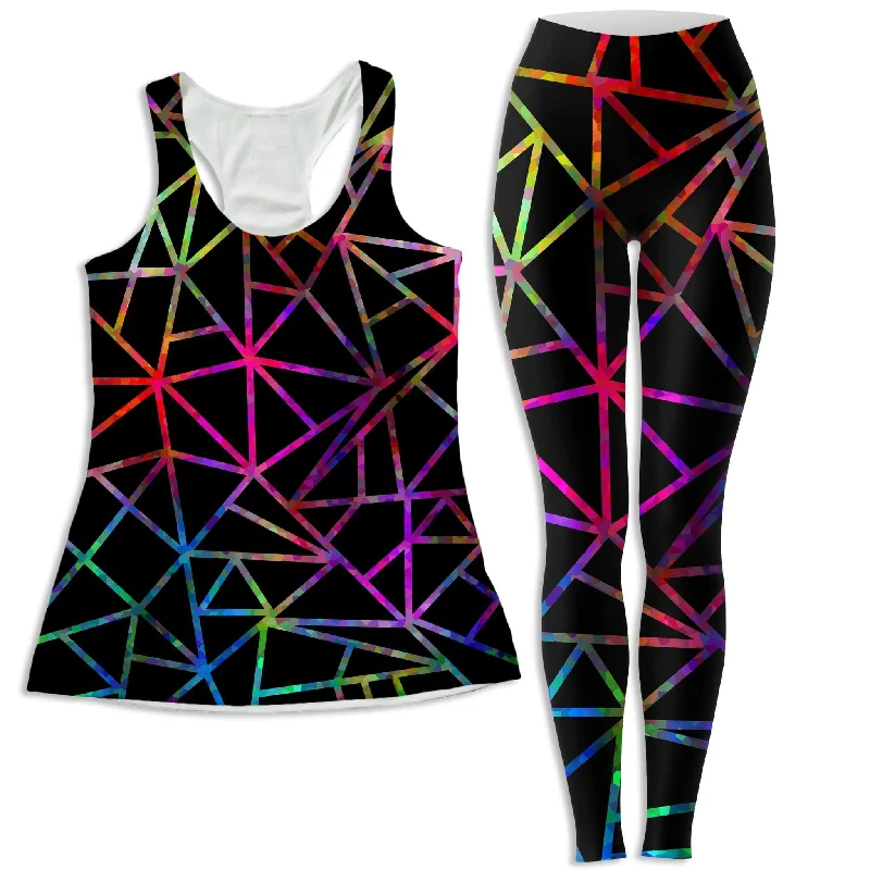 Webbed Geometric Women's Tank and Leggings Combo crossback tank top
