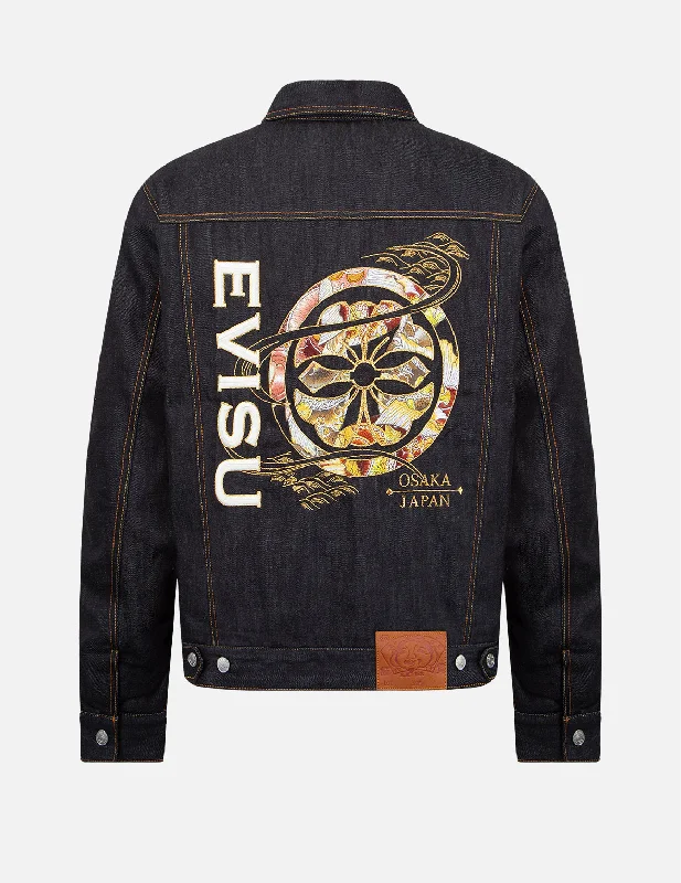 Koi-pattern Kamon and Logo Embroidery Denim Jacket Toggled Jacket Drawstring Jacket Belted Jacket Koi-pattern Kamon and Logo Embroidery Denim Jacket Toggled Jacket Drawstring Jacket Belted Jacket