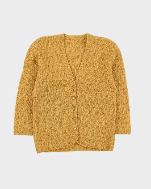 Vintage 1960s Mustard Yellow Knitted Cardigan - XS Stylish Fashionable Trendy