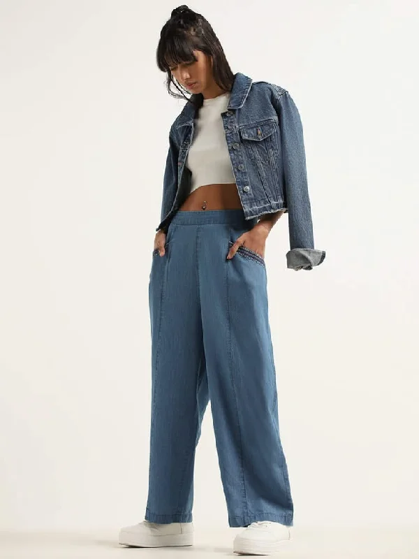 Bombay Paisley Blue Denim Pants Classic Chino Pants