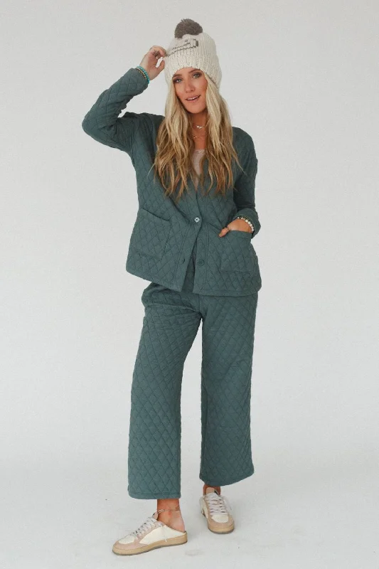 Stay Awhile Jacket And Pants Set - Jade Elasticated Jacket Padded Jacket Insulated Jacket