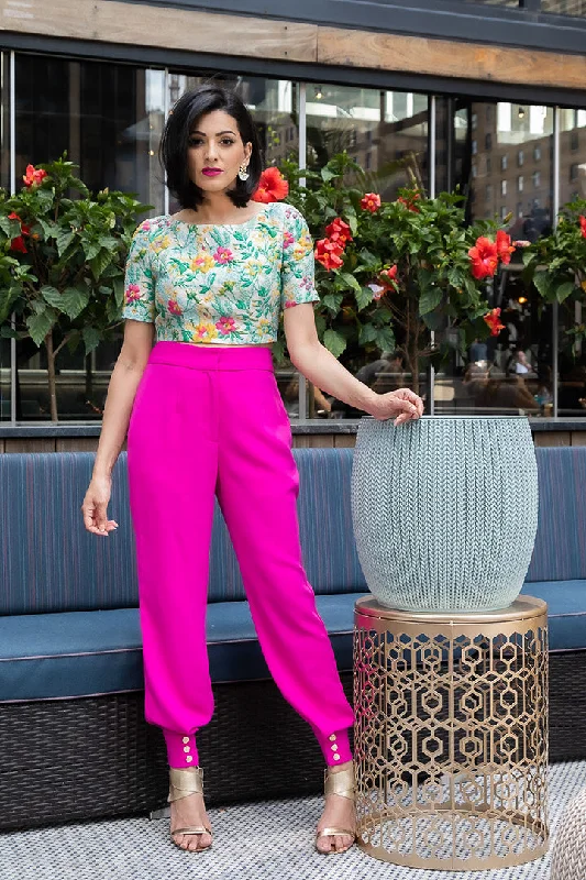 HUMA Stretch Crepe Pants Fashionable Tapered Leg Pants