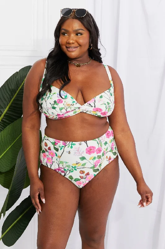 Marina West Swim Take A Dip Twist High-Rise Bikini in Cream - Ships from The US Modern High-Waisted Swimsuit