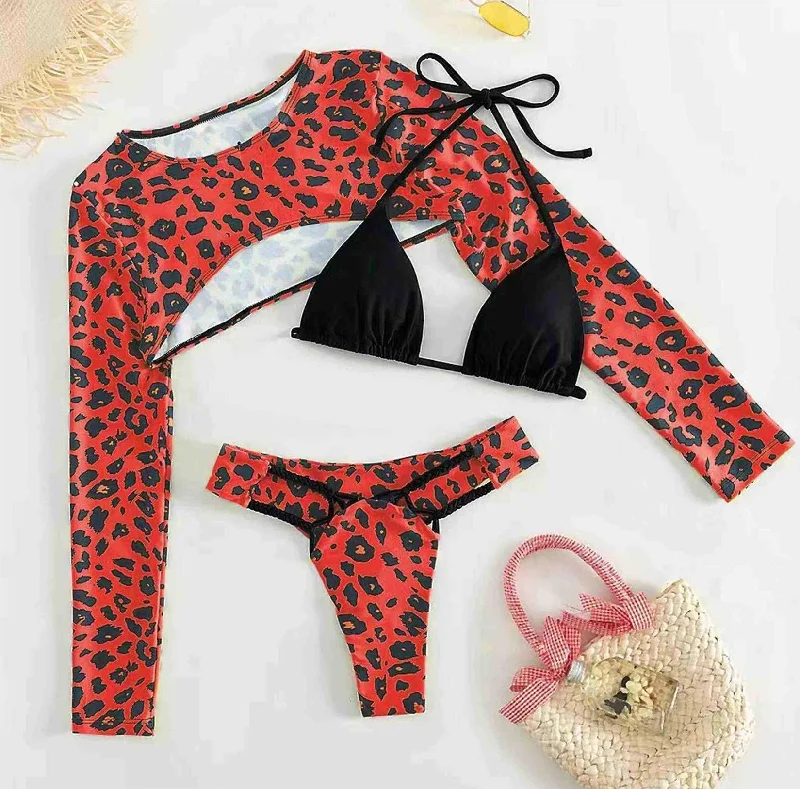 Leopard Print on Red Background