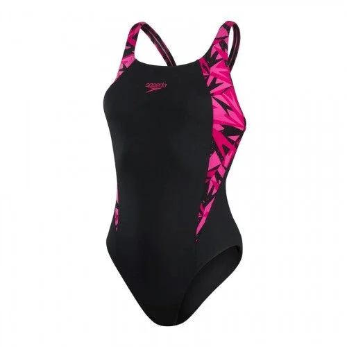 Speedo Womens/Ladies Boom Muscleback Logo One Piece Swimsuit Mesh Swimsuit Top